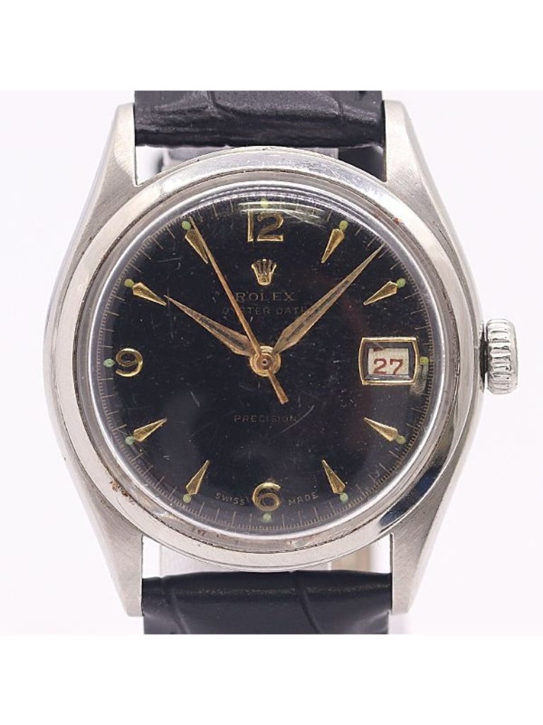 Rolex Oyster Date Hand Wound Black Dial Watch